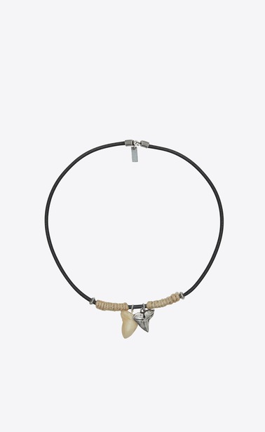 Shark tooth necklace in crinkled leather